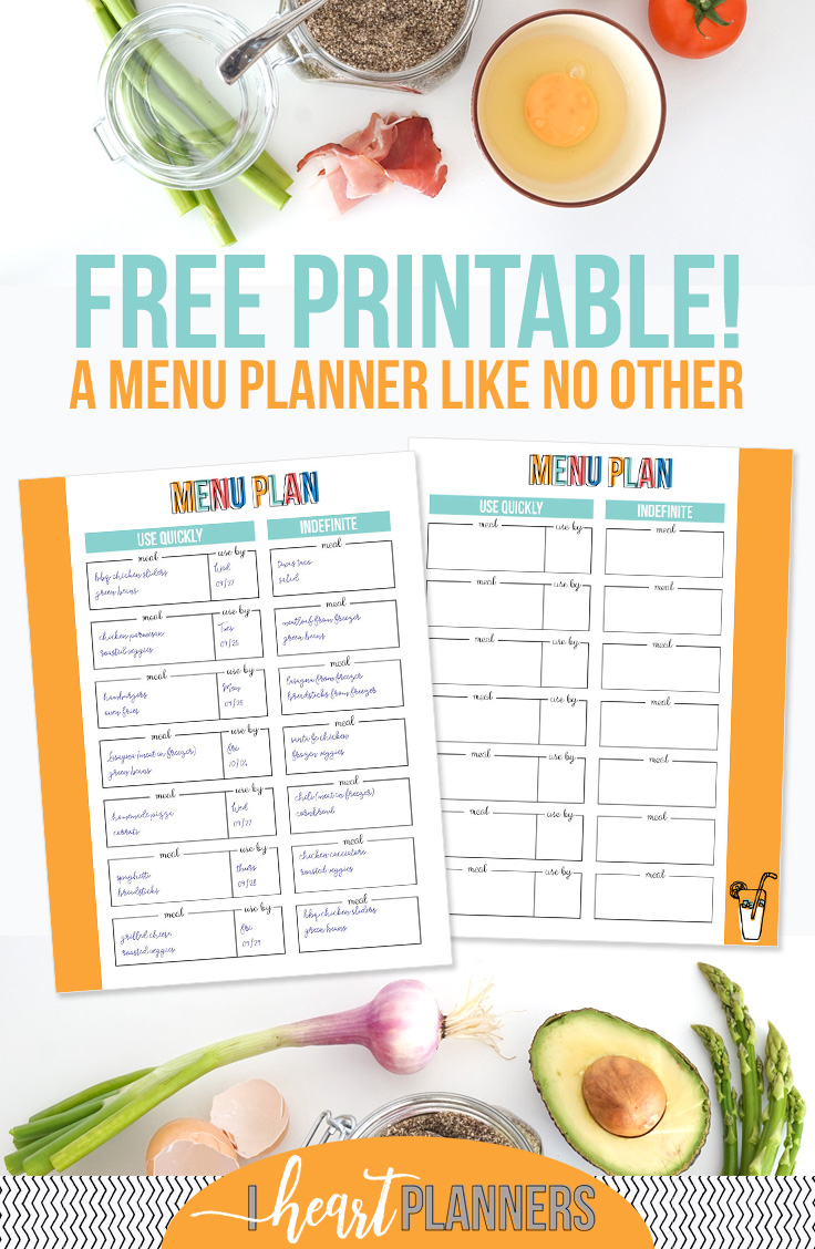 FREE PRINTABLE - A menu planner like no other! - iheartplanners.com