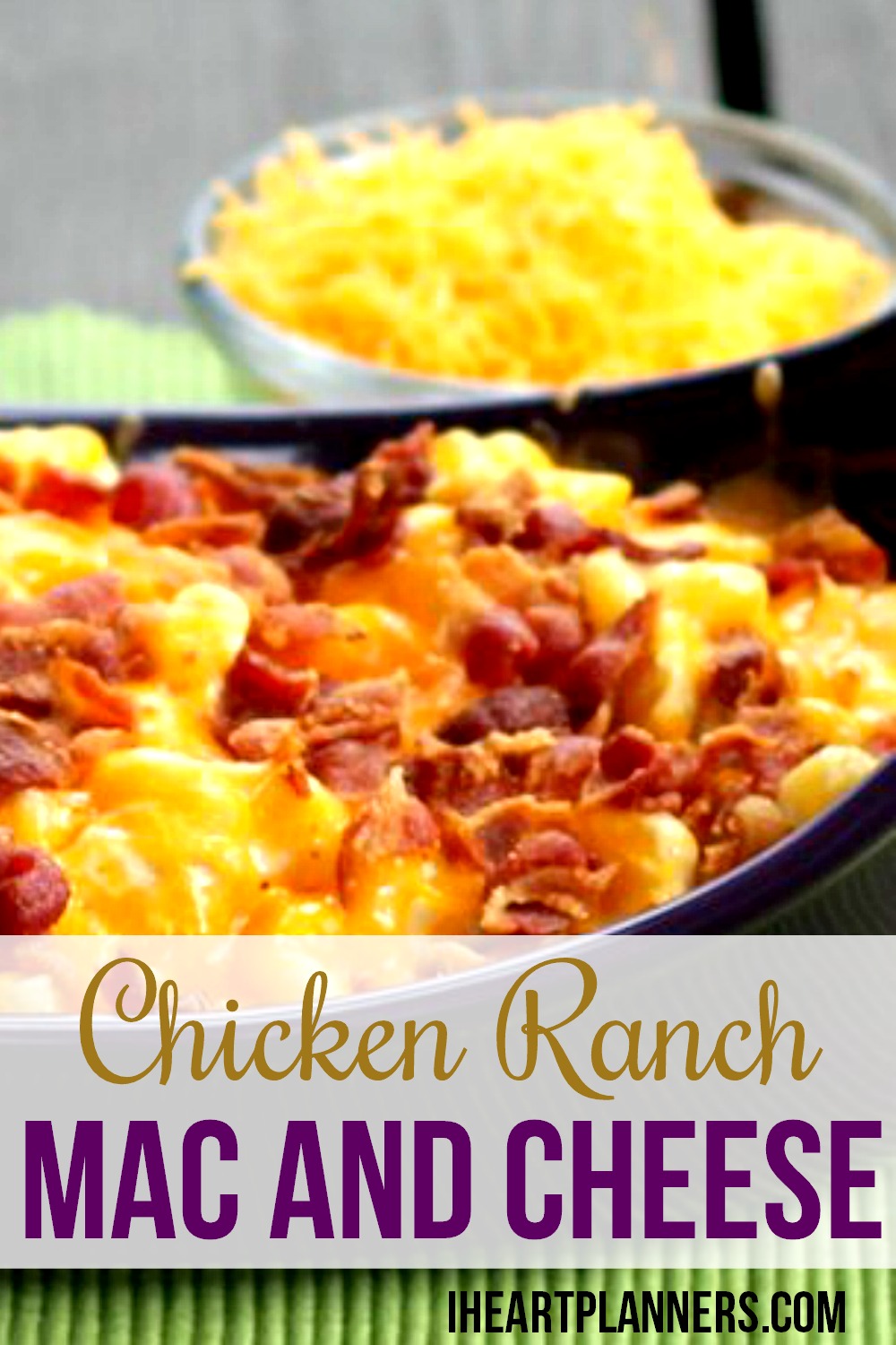 Is there a better combination than chicken, bacon, ranch, and mac and cheese? This is a hearty and delicious family favorite. Enjoy macaroni and cheese with a twist! 