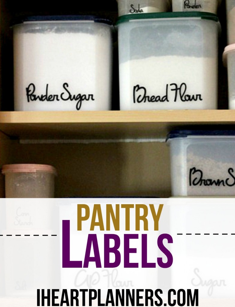 I made my own pantry labels with my Cricut machine and Cricut black vinyl. I love the organization it brings to my kitchen. The pantry labels are a fun font, and I'm ready to cook!
