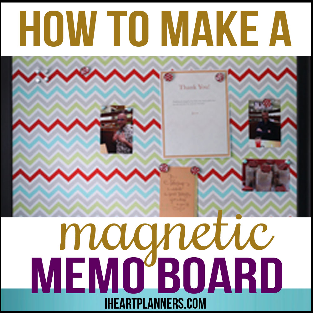 Make your own magnetic memo board! After you complete this easy, diy project you will have a customized bulletin board to match your home decor.