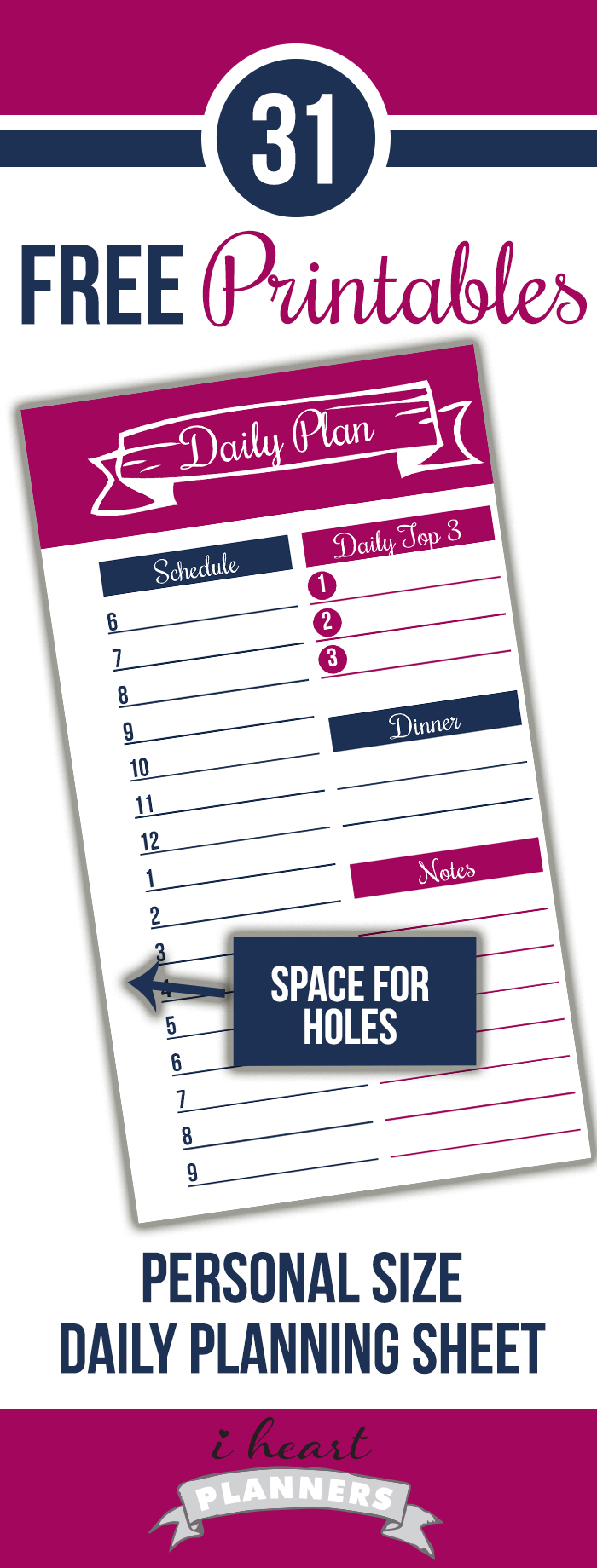 Personal Filofax size daily planning sheet. It's so hard to find printables to fit the Personal filofax (especially free printables), so it's great to have this daily planner sheet.