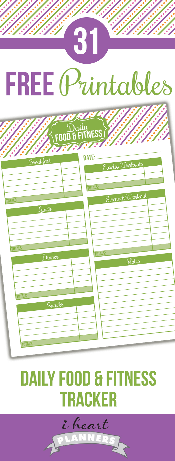 Free printable daily food and fitness tracker