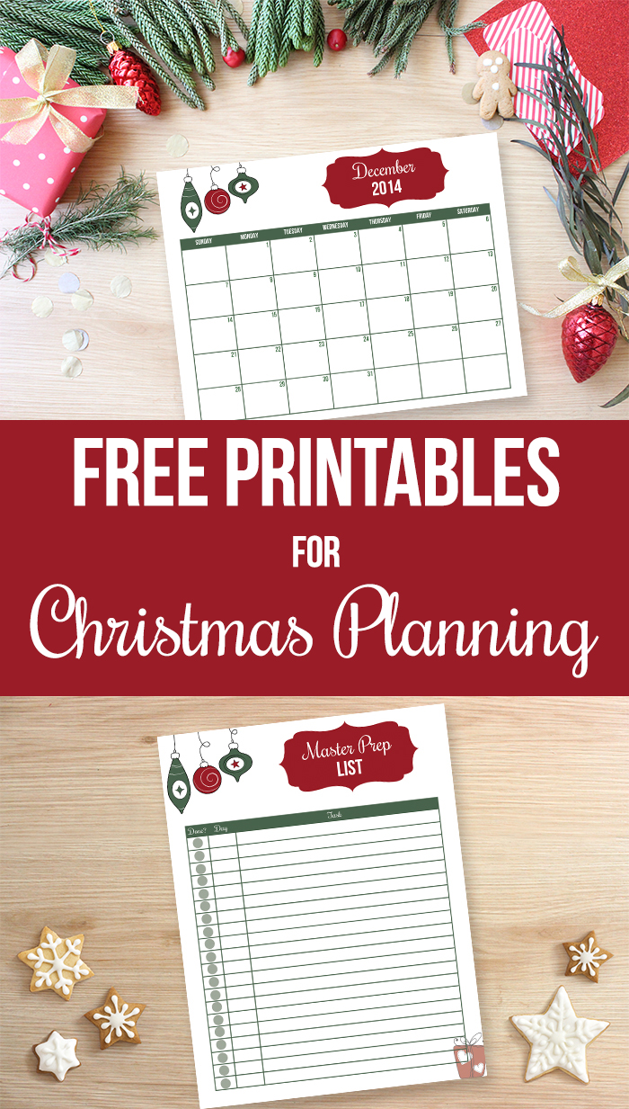 Get organized for the holidays with these free printables - includes a December calendar and a master to do list. Make sure you plan ahead for a stress free Christmas and holiday season!
