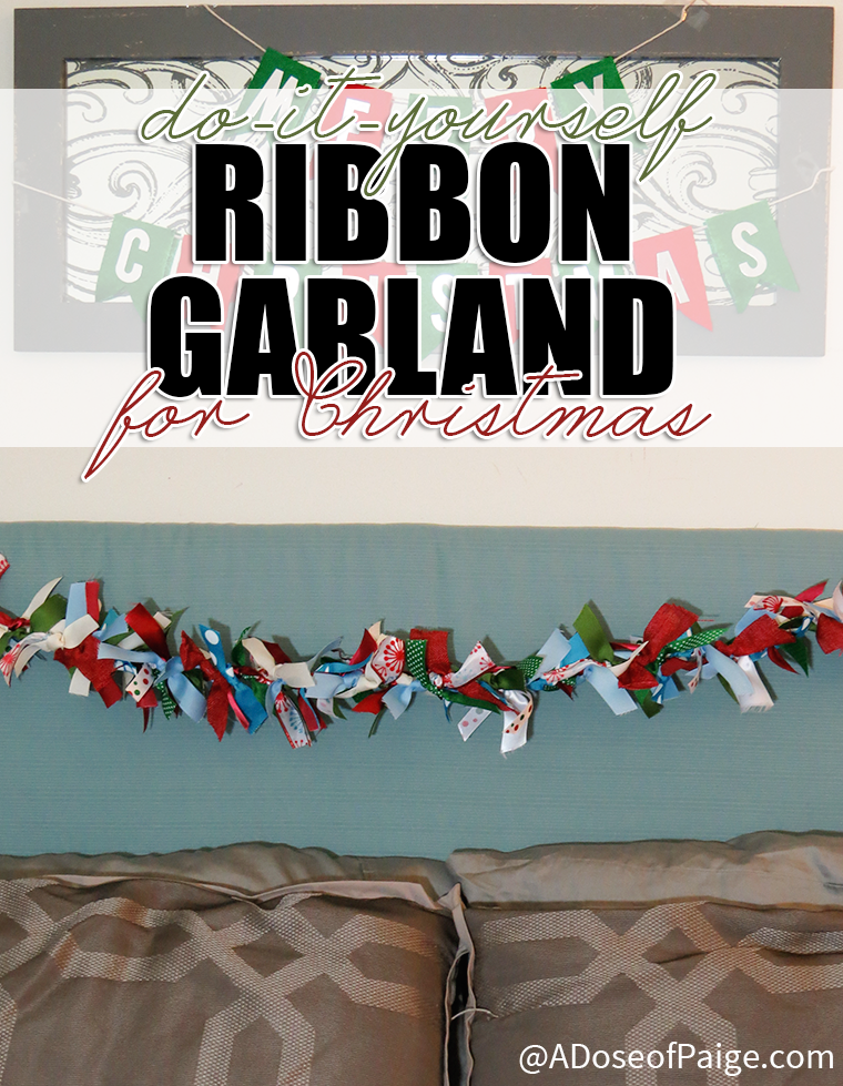 Frugal DIY ribbon garland for Christmas decoration  - great of using up extra scraps of ribbon.