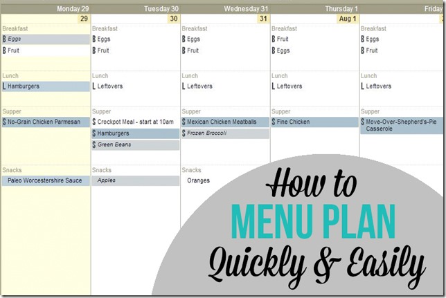 How to Menu Plan Quickly and Easily