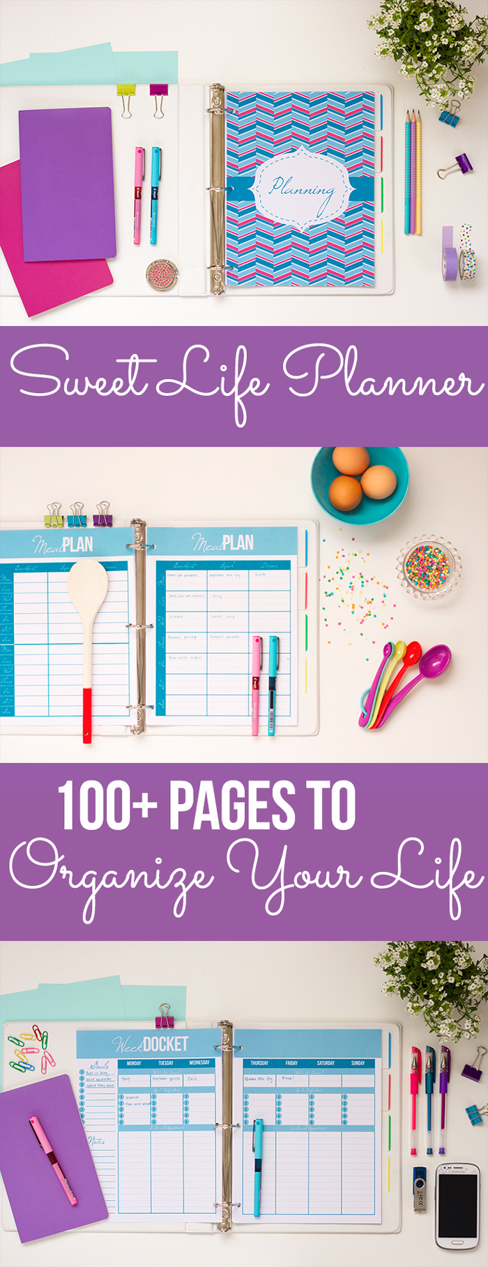 Complete set of printables to organize your home and life - includes goal setting, planning, cleaning, meal planning, finances, and more!