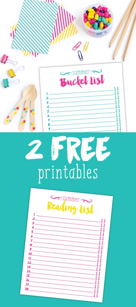 Free summer bucket list printable PLUS a reading list printable