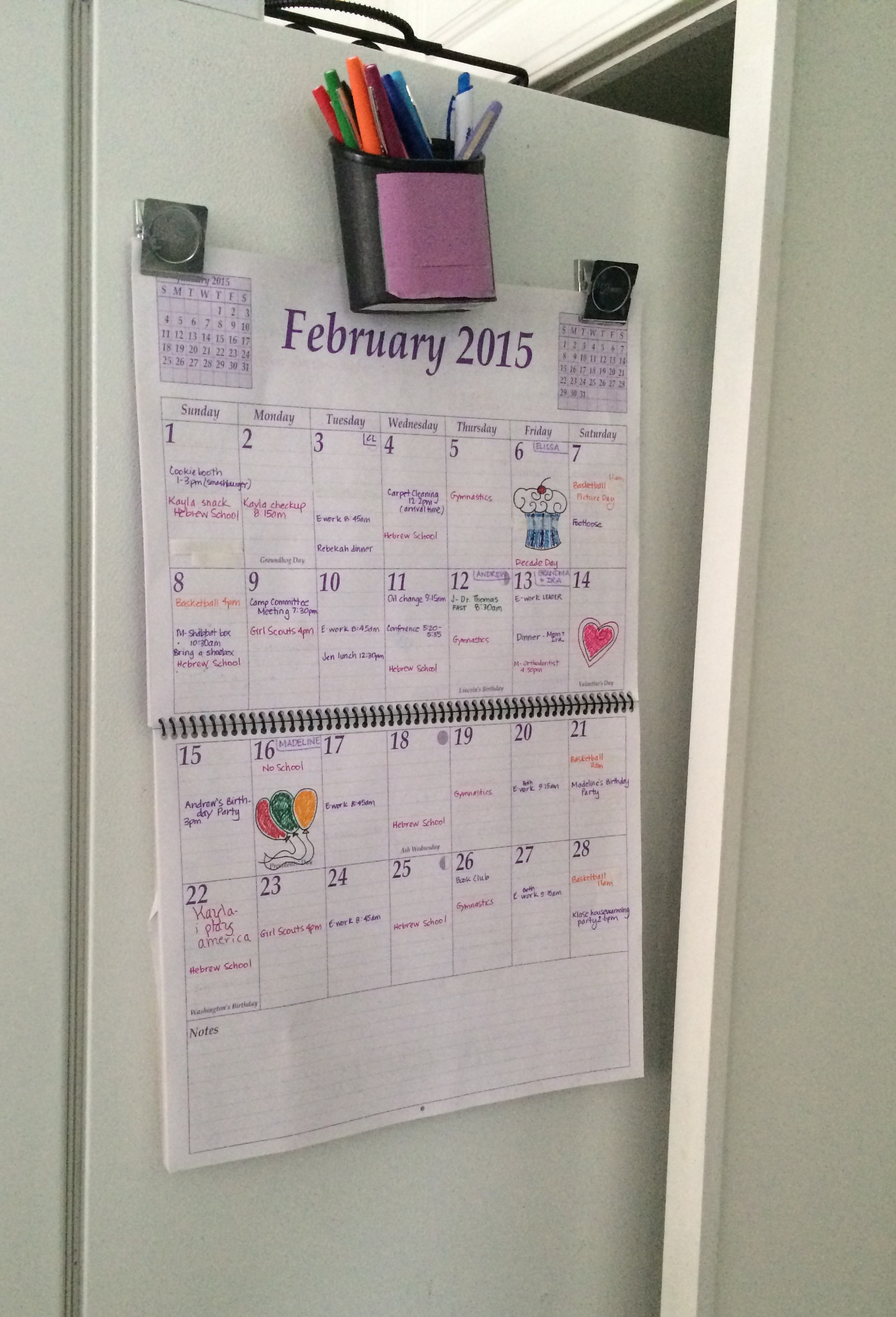 FlyLady Calendar on Refrigerator
