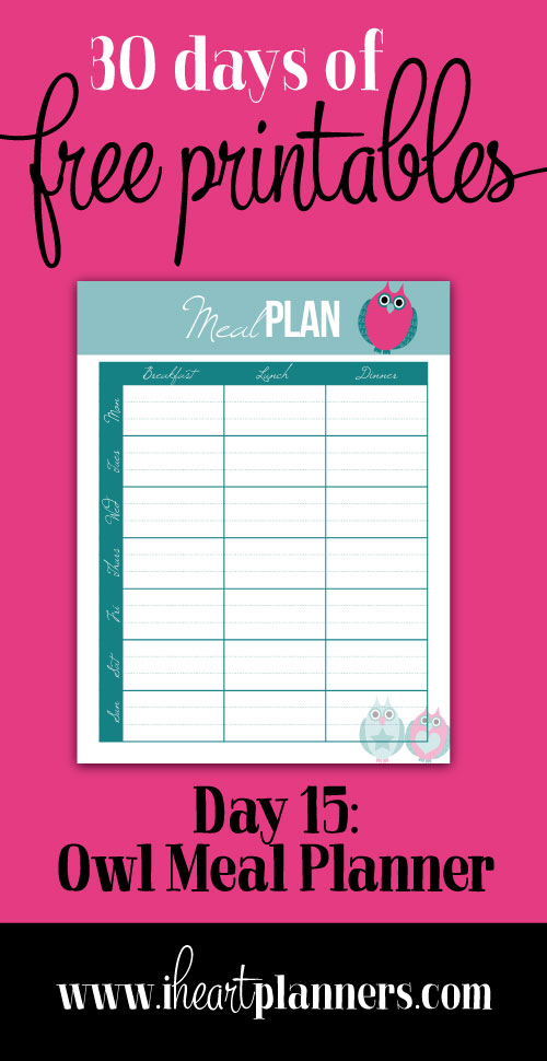 Day 15 - Owl Meal Plan - Full Size