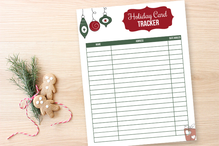 Holiday Card Tracker Printable