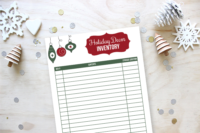 Holiday Decor Inventory Printable