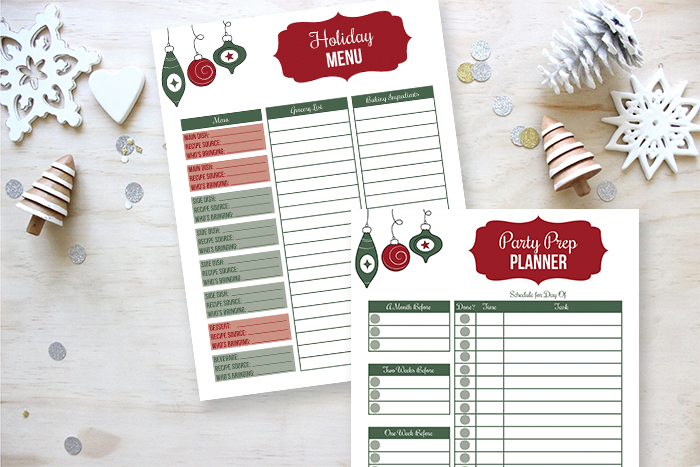 Holiday Menu Planner Printable plus Party Prep Planning Printable