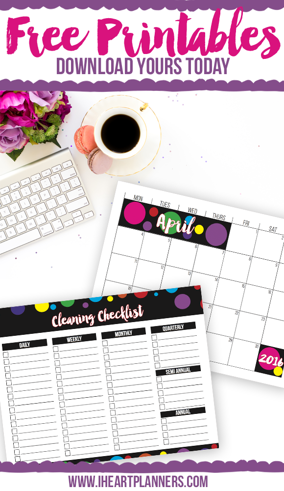 Free Printables from iheartplanners.com 