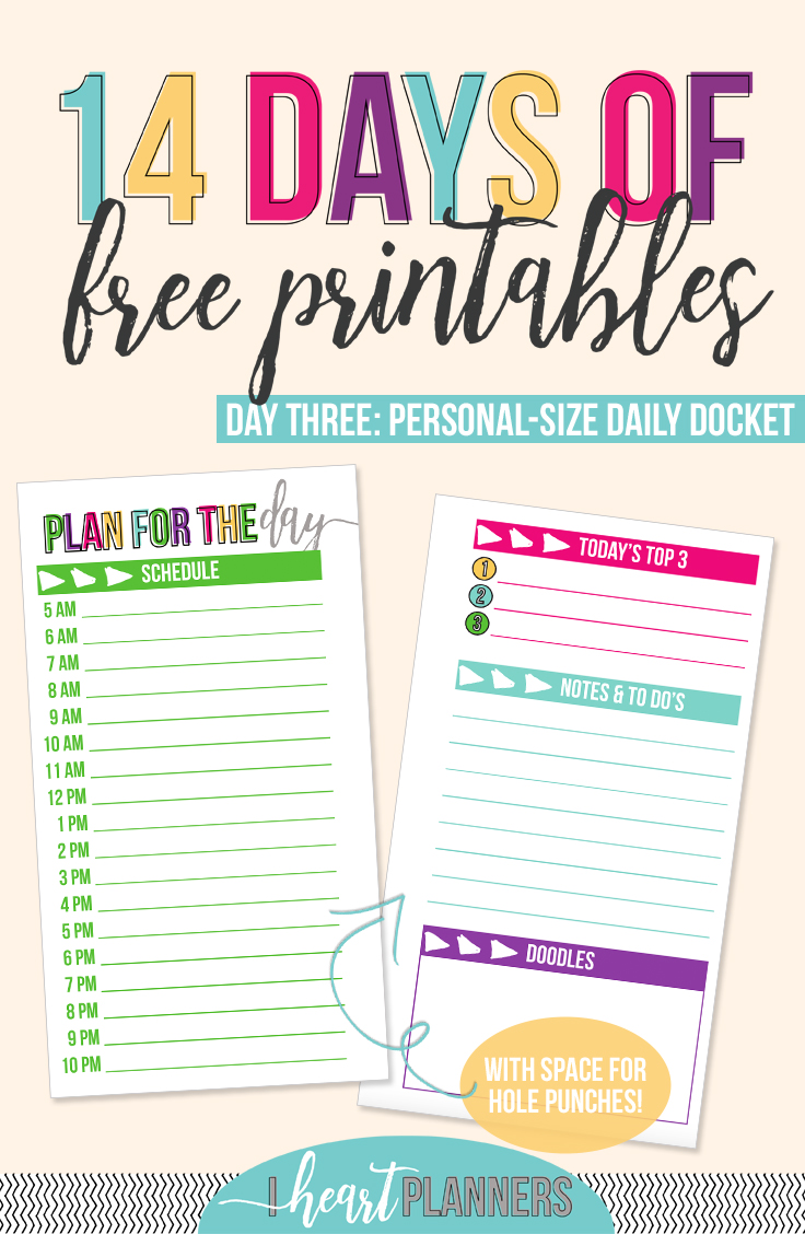 Daily Docket | Free Printable | Personal Size | Daily Plan Printable