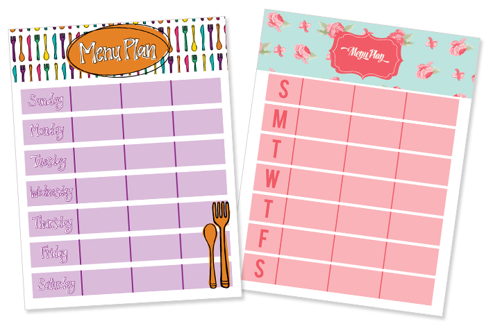 Save time by printing, filling out and sticking to a meal plan. Printables available from iheartplanners.com