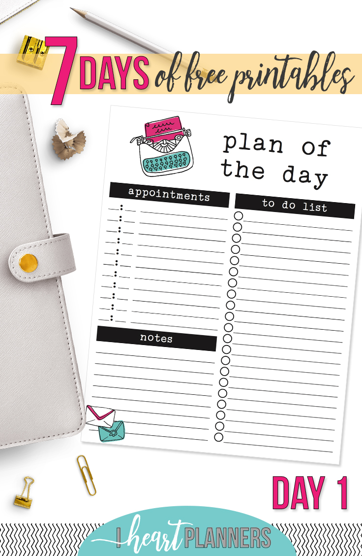 Day One of the 7 Days of Free Printables Series. Download now and use today! - www.iheartplanners.com