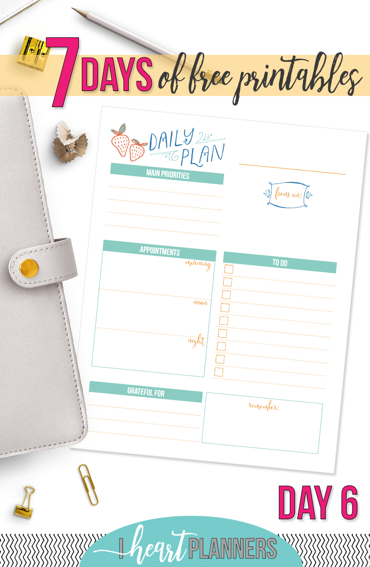 Day Six of the 7 Days of Free Printables Series. Download now and use today! - www.iheartplanners.com