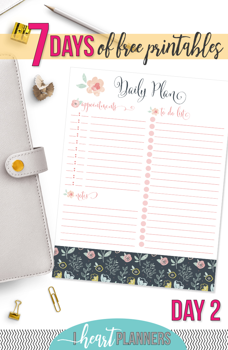Day Two of the 7 Days of Free Printables Series. Download now and use today! - www.iheartplanners.com