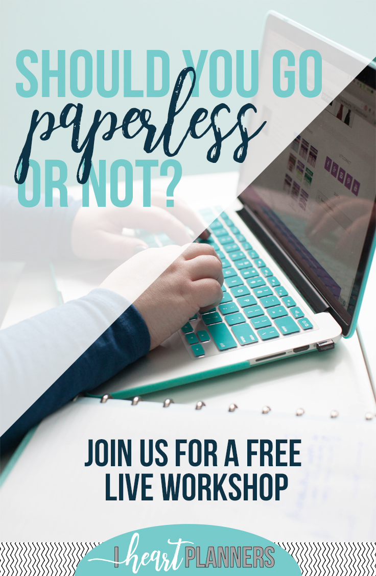 How do you stay organized? Join the conversation all about going paperless or not. We're even having a FREE online workshop. - www.iheartplanners.com