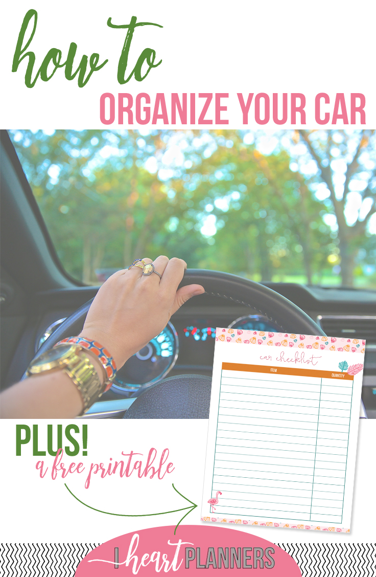 I have a few tips for you about how to keep your car organized, then I’ll share a video from I Heart Planners team member Hannah where she walks you through exactly how her car is organized. And of course, there's a free printable! - iheartplanners.com