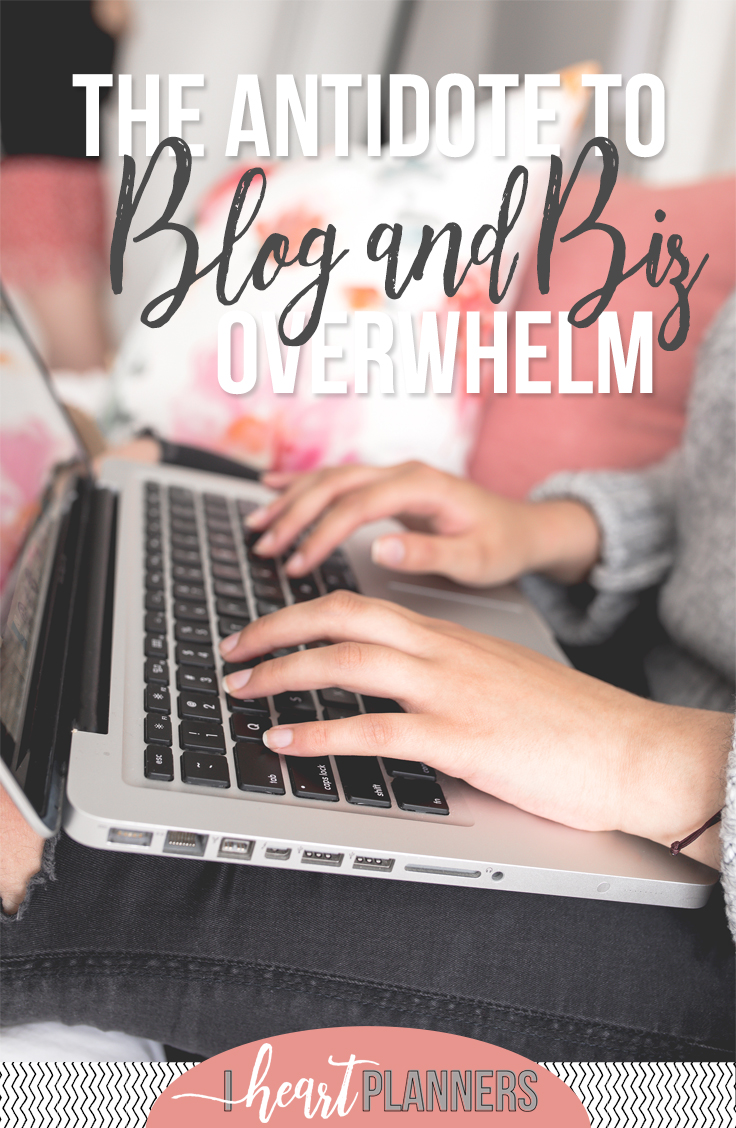 Do you ever feel overwhelmed with all the things you are trying to get done to move your blog and business forward? I promise, it is possible, to uplevel your online business and blog WITHOUT giving up tons of sleep and your own personal hygiene. It's possible, but not easy. Here are my thoughts on blog and biz overwhelm. - iheartplanners.com