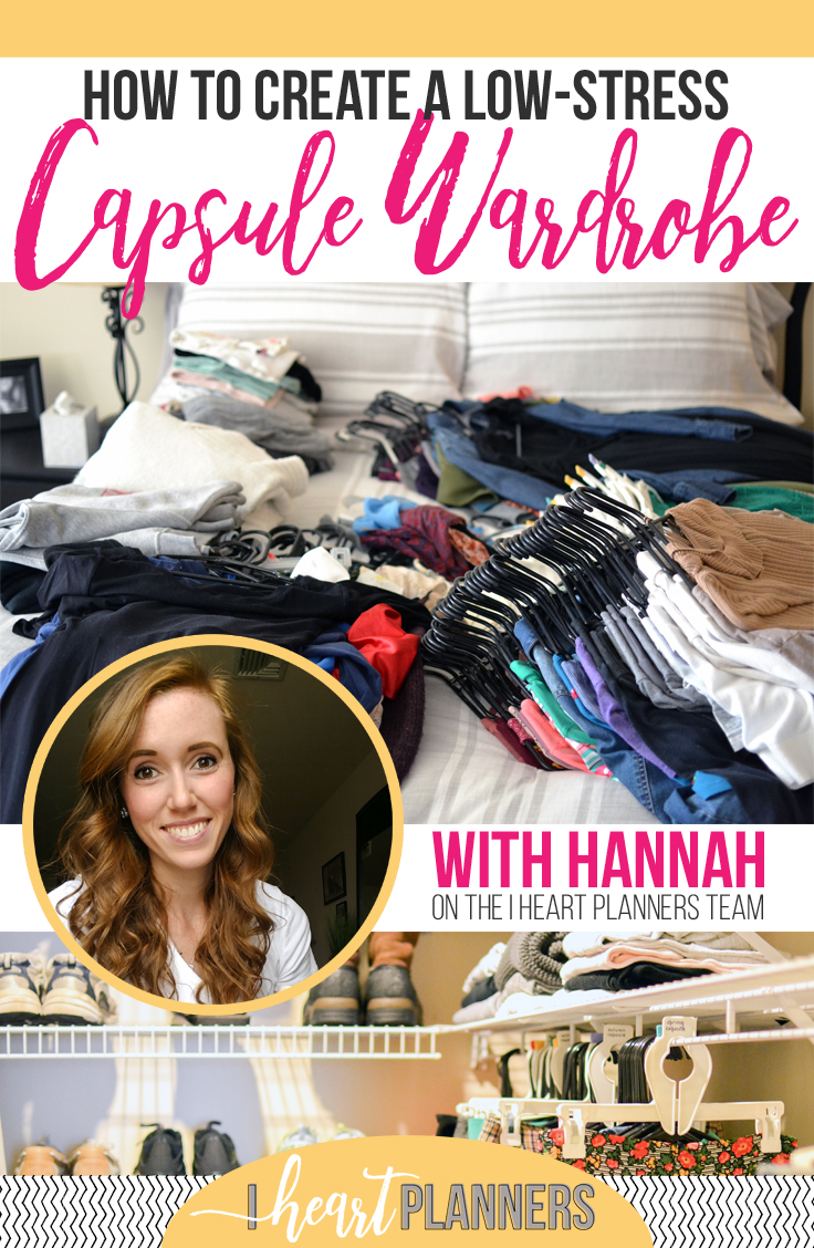 Our less stress, less rules capsule wardrobe. We also made a wardrobe planner printable pack to help you. Plan out your capsule wardrobe with the printable checklist and organizers. - iheartplanners.com