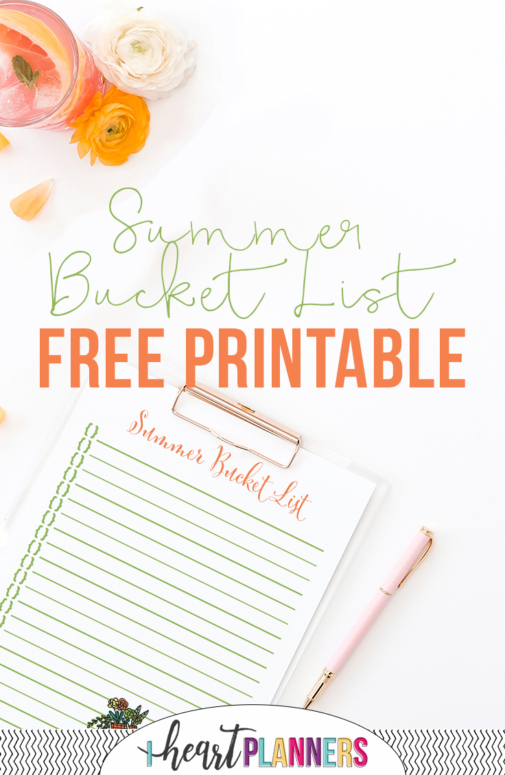 Summer Bucket List Free Printable - iheartplanners.com