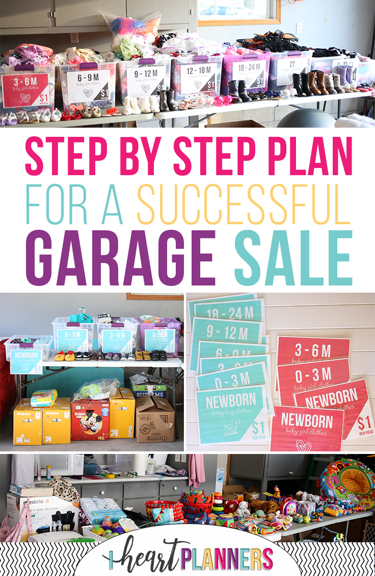 Your step by step guide to having a successful garage sale. I'll show you how to have an organized garage sale, how to price items for your garage sale, how to plan your garage sale, and more to maximize your garage sale profits! I created the ULTIMATE garage sale printable pack (and there's even a free printable download to help you get started)! 