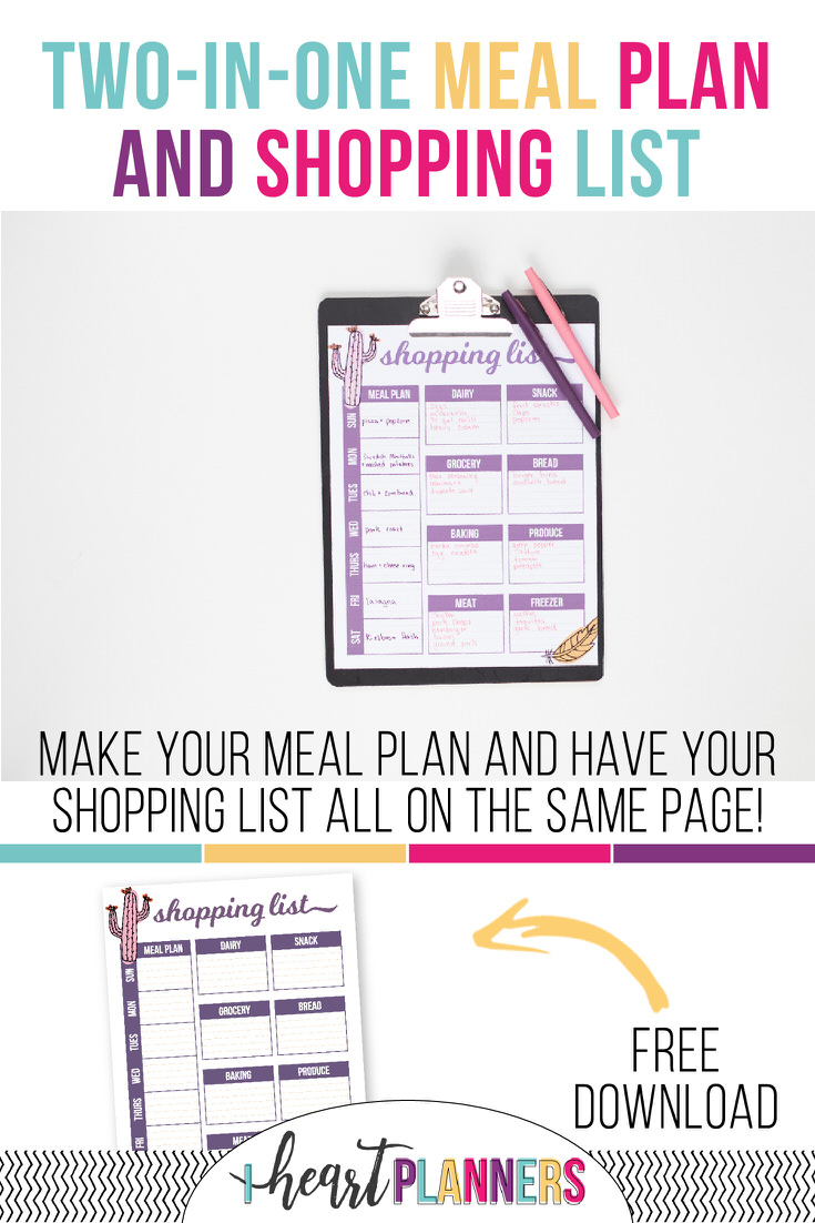 two-in-one meal plan and shopping list